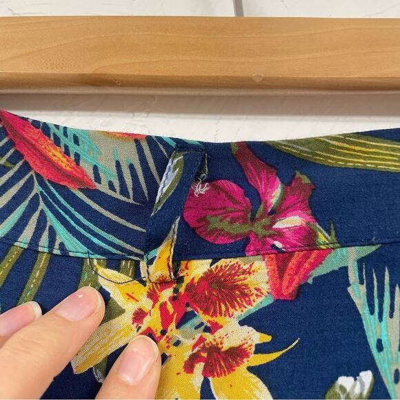 ModCloth Blue Tropical Floral Wrap Style Midi Skirt Womens 3X Bright Beachy - Picture 4 of 10